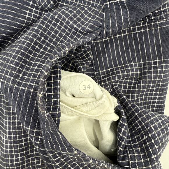 Lululemon Shorts Mens 34 Navy Blue Plaid Dress Golf Chino Lightweight Athletic - Picture 2 of 7